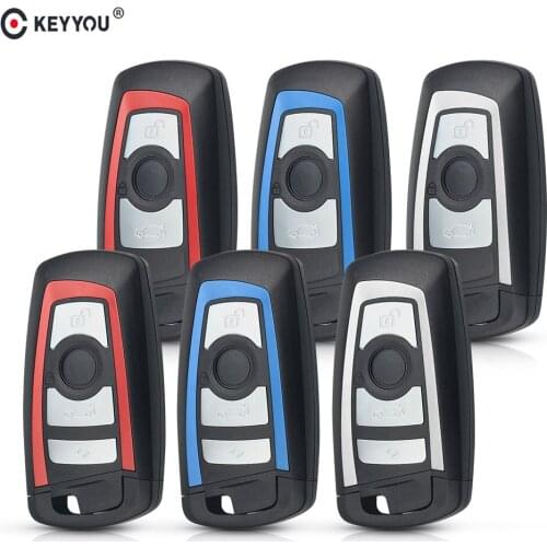 KEYYOU 10pcs/lot 3/4 Buttons Smart Remote Keyless Entry Shell Fob Cover for BMW F CAS4 5 Series 7 Series Smart Car Key Fob Case