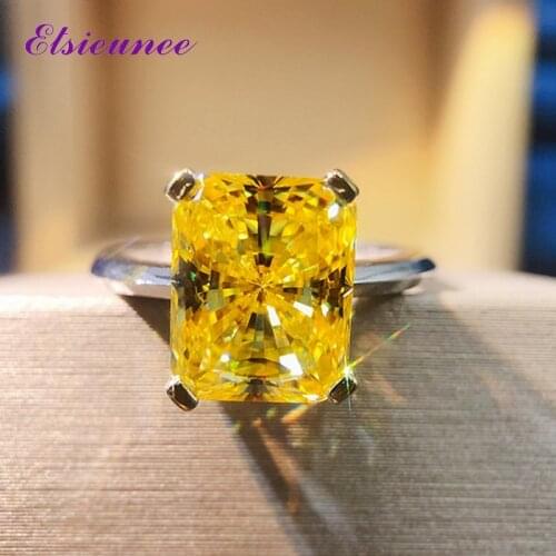 ELSIEUNEE Bohemia Created Moissanite Citrine Gemstone Solid Silver 925 Fine Jewelry Couple Finger Ring Rings for Women Wholesale