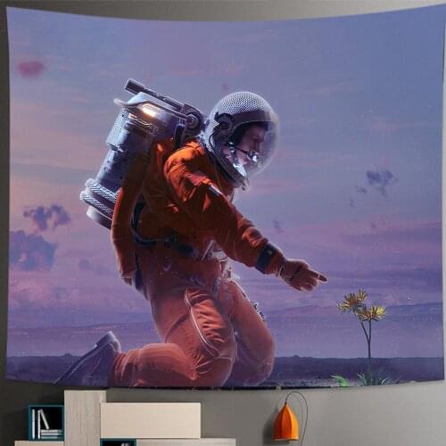 Boho Room Decor Hanging Cloth Plant and Astronaut Tapestry Home Decoration Wall Hanging Background Hippie Tapestries