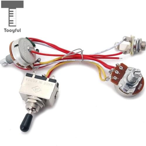 Tooyful Guitar Pickup Wiring Harness Kit 3 Way Toggle Switch 500K Pots for Electric Guitar Cigar Box Guitar Replacement Parts