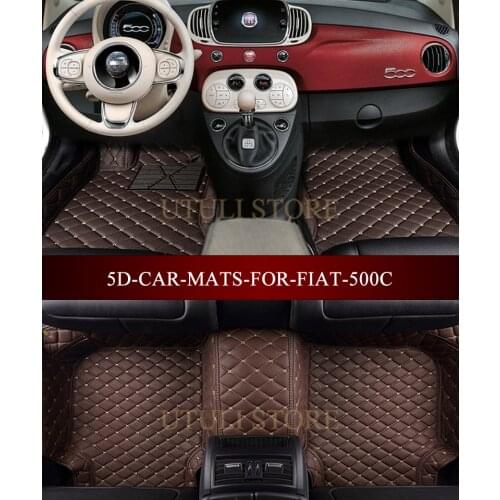 Leather Car floor mats for FIAT 500 500C 3D custom fit car carpets foot mats liners