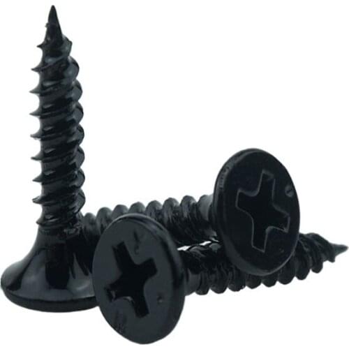M3.5 20pcs Flat Head Self-tapping Screws Hard Black Cross Ash Phosphorus Drywall Screw With Bugle Head Wood Screw
