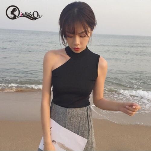 Summer Tank Tops Women Sleeveless Sexy Vest Top Halter Casual Slim Ladies Knitted Camis