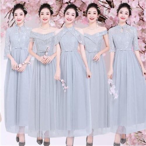Sweet Memory Bride Guests Red Gray Long Bridesmaid Dresses Vintage A Line Grey Bridesmaid Dress Size 2 to 16 SB1967