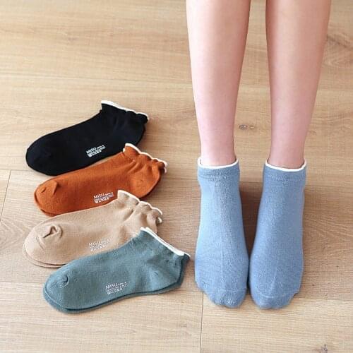 Spring Summer Cute Women Socks Japanese Fashion Kawaii Harajuku Solid Color Cotton Women Ruffle Socks