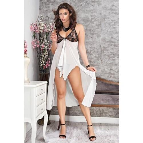Fashion Sexy Babydoll Nightdress Hot Pants Sleepwear Women Lingerie Silk Satin Sleeveless Night Dress Products Thong G-String
