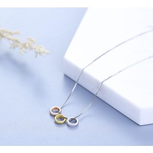 L&P Fashion 925 Silver 3 Colour Circle Necklace For Women Pearl Pendant Necklaces Fashion Fine Jewelry Wholesale Gift