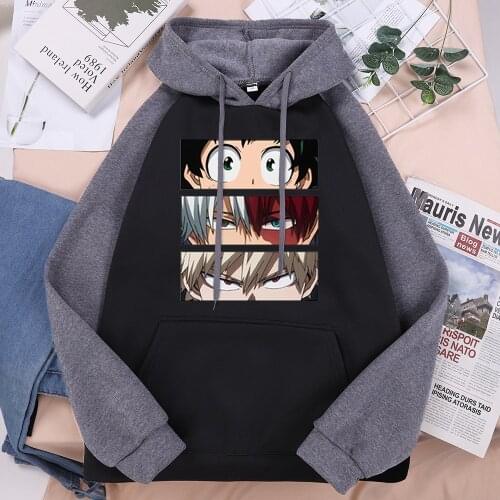 My Hero Academia Cute Anime Printed Raglan Hooded Woman 2021 Trendy Vintage Hoodie Harajuku Loose Hoody Comfort Fleece Hoodies