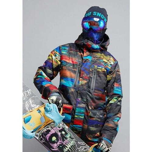 Male Color Matching Ski Jacket Mens Skiwear Cycling Snowboarding Snow Jacket Anorak Waterproof 10K Windproof Breathable