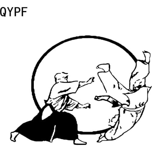 QYPF 17.2*13.3CM Interesting Decor Judo Graphic Silhouette Car Sticker Accessories Vinyl Extreme Movement C16-0386