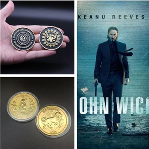 Movie John Wick Collect Coin Continental Hotel Decision Gold Coin Replica Cosplay Props Accessories Badge