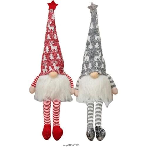 Christmas Gnome with LED Lights Holiday Decoration Elk Handmade Tomte Plush Doll Home Ornaments Tabletop Santa Figurine Dropship