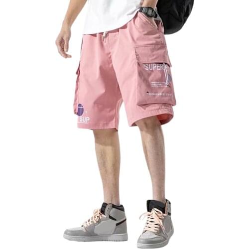 2021 Summer Men Casual Shorts Korean Fashion Printed Shorts Hip Hop Mens Clothing High Street Running Shorts Elastic Waist Pants