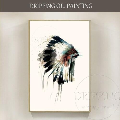 Modern Wall Art Decor Painting Hand-painted Unique Decorate Headdress Oil Painting on Canvas Handmade Wonderful Hat Oil Painting