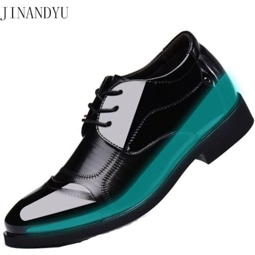 Wedding Dress Black Office Shoes Men Original Patent Leather Elevator Shoes for Men Elegant Formal Man Shoes High Quality Trend