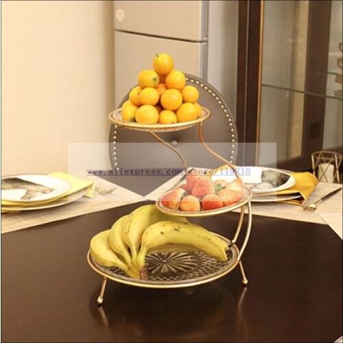 Three-layer Fruit Plate Tray Cake Stand Dessert Vegetable Storage Rack Creative Fruit Basket Containers Tableware Storage Shelf