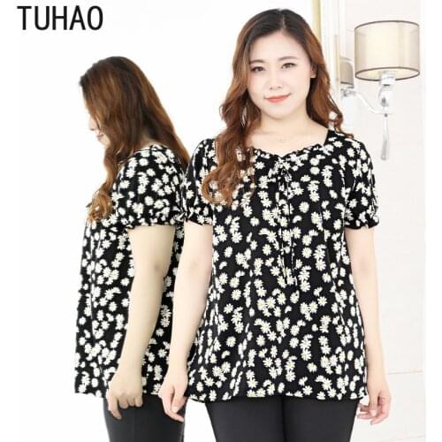 TUHAO 10XL 9XL 8XL 7XL 6XL Woman Office Lady Blouses for Mother Mom Plus Size Womens Tops Blouses 2020 Elegant Print Shirt WM02