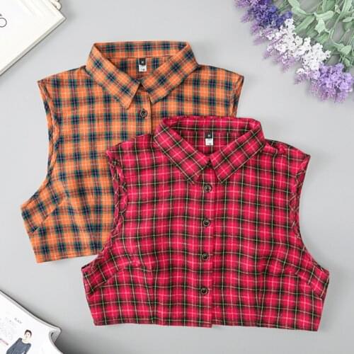 Adult Womens Plaid Fake Collar Detachable Collars For Women Detachable Lapel Shirt False Collars Blouse Neckwear Nep Kraagie