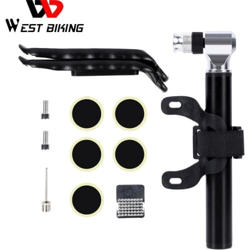 WEST BIKING Mini 300 Psi Bike Pump MTB Road Bicycle Hand Air Pump Bike Tire Lever Patch Schrader Presta Valve Cycling Pump