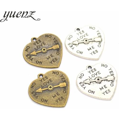 YuenZ 5pcs 2 colour Antique Silver color Alloy Heart Charms Jewelry Making Findings Crafts Accessories Gifts 22*22mm A05