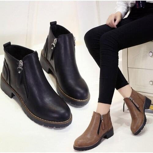 Winter Boots Ankle Zip Women Shoes Martin Boots Fashion Casual Shoes Woman Round Toe Platform Shoes