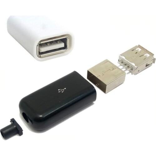 10-piece type A socket USB 4 pin connector socket with black plastic cover USB 2,0 Connect adapter DIY