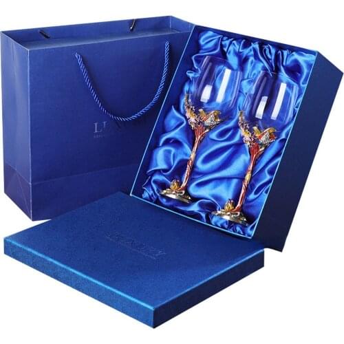 2pcs Gift Box Enamel Wine Glass Goblet Glass Crystal Glass Set High-end Wine Glass Wine Glass Champagne Glass Wine Glass