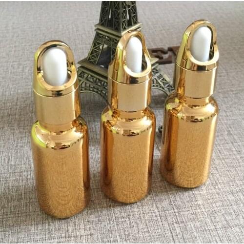 20ml gold plated glass sample dropper bottle,dropper container,essentical oil travel container cosmetic packaging wholesale