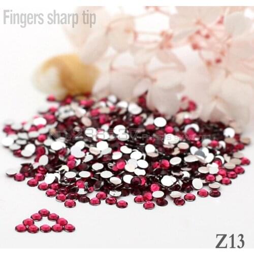 2017 Fingers Sharp Tip 1000pcs New Deep rose red color 14-sided Resin 2mm Round Popular Nail DIY Decorative Diamond SS6 Z13