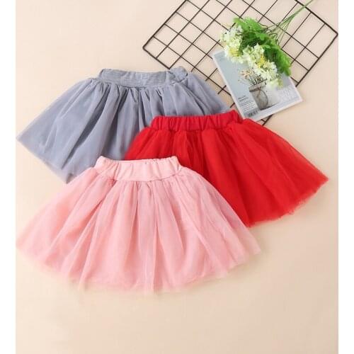 2021 New Baby Girl Clother Summer Kids Skirts Solid Mesh Skirt Fashion Baby Clothes Party Wedding Tutu Skirt Toddler Skirt 2-7Y
