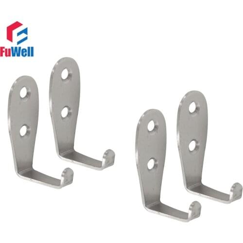 4pcs Stainless Steel Hooks Hanger Wall Furniture Hook for Clothing Coats Bags 2mm Thickness Metal Hooks Rack
