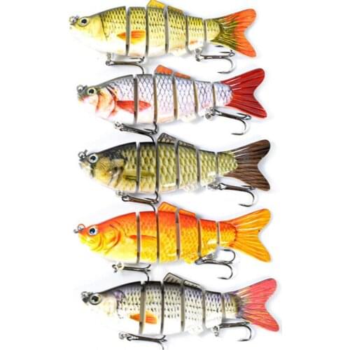 5Pcs 10cm 17g Fishing Lure Artificial Simulation Plastic 6 Segment Hard Bait Case Set 3D Eyes for Seafishing