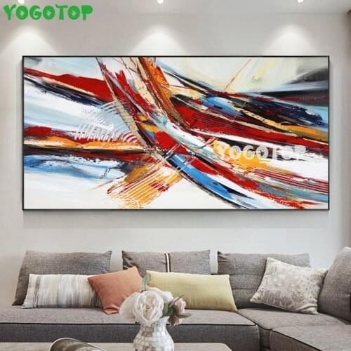 Abstract Brush Red Yellow Blue Line Wall Art DIY diamond painting rhinestone Full Square/Round 5D Drill mosaic embroidery YY5222