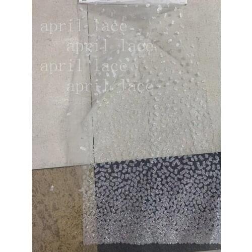 Atp02 crystal white color dot glued glitter sugar lace net mesh fabric for sawing/fashion wedding/party