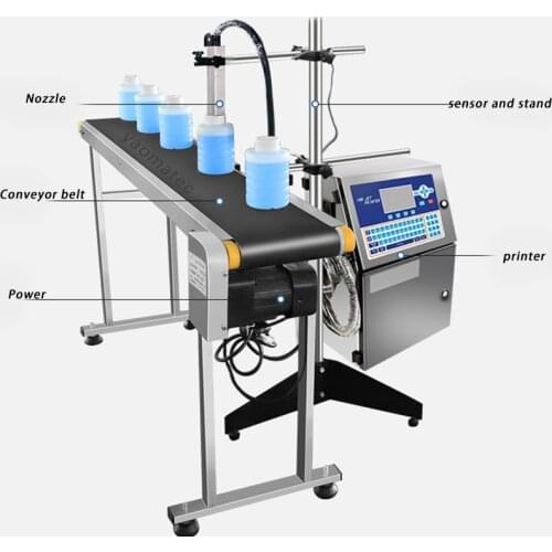 Automatic Batch code Number date Plastic Pipe Bottle Bag pvc egg cable CIJ Inkjet Printer online printer with conveyor belt