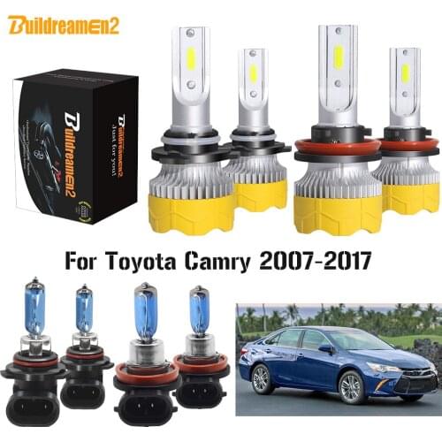Buildreamen2 4 Pieces Car Headlight High Low Beam LED Halogen Headlamp Light H11 9005 12V For Toyota Camry 2007-2017