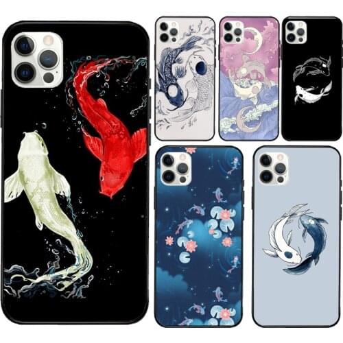 Ying Yang Koi Fish Soft Cover For iPhone 12 11 Pro Max X XR XS Max 5S SE 2020 8 7 Plus 12 Mini Phone Case