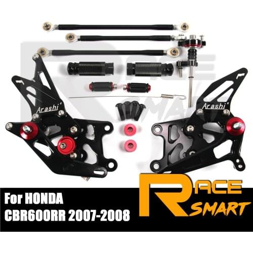 FOR HONDA CBR600RR 2007 2008 CBR-600RR CBR 600 Rear Footrests Foot Rest Pegs Pedal Motorcycle Accessories CNC Adjustable Rearset