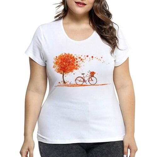 T shirt Ladies 2021 Cartoon Bicycles Print Casual Fashion Graphic Clothes Female Tshirt Top harajuku T-shirt Women Plus Size 4XL