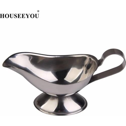 Classic 304 Stainless Steel Gravy Boats Beefsteak Gravy Sauce Boat Container Plate Tableware Seasoning Kitchen Tools Gadgets