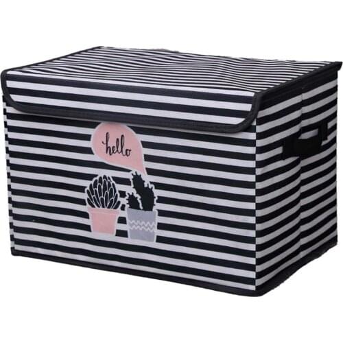 Clothing storage Modern Bamboo spline waterproof print fabric storage box folding basket