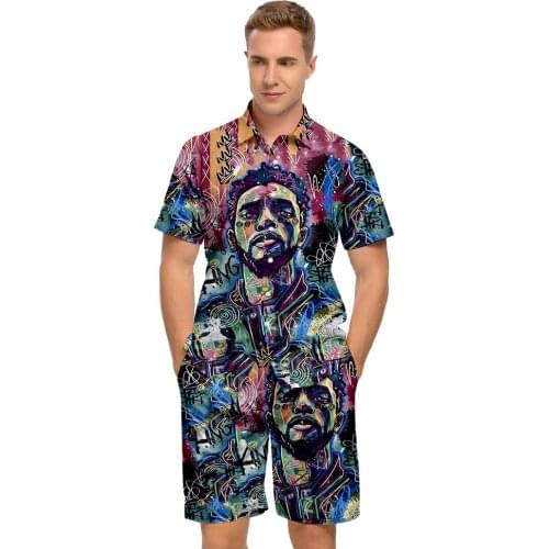 WAKANDA FOREVER Shirt+Shorts Two-piece suit 3D Print Famous actors Chadwick Boseman Shirt+Beach Shorts Summer Fashion Mens Sets