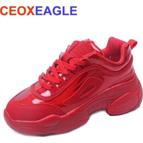 2019 Hot Sale Fashion Platform Thick-Soled Sneakers Ladies Spring Causal Shining Dad Shoes Women Sports Chunky Chaussure Femme