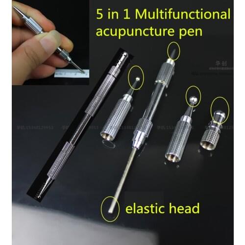 Medical Pure copper 5 in 1 multifunctional acupuncture stick Ear facial massage acupoint elasti meridia probe Acupuncture pen
