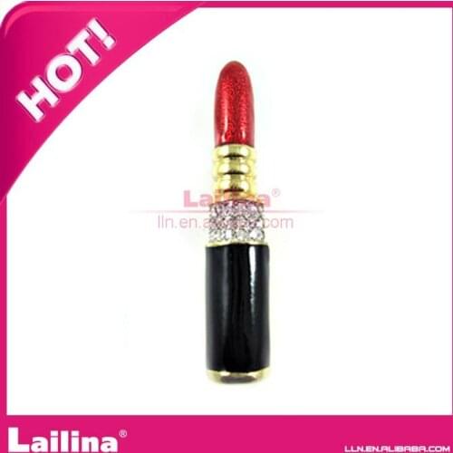 Lipstick shape rhinestone fashion brooch