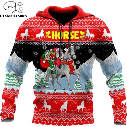 Horse Christmas 3D Printed Fashion Hoodies Merry Christmas Men Sweatshirt Unisex Zip Pullover Casual Jacket Tracksuit DW0259