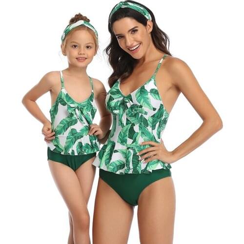 Mother and Daughter swimwear Printed parent-child Swimsuit Separates Set Bikini Beach shorts vestidos madre e hija