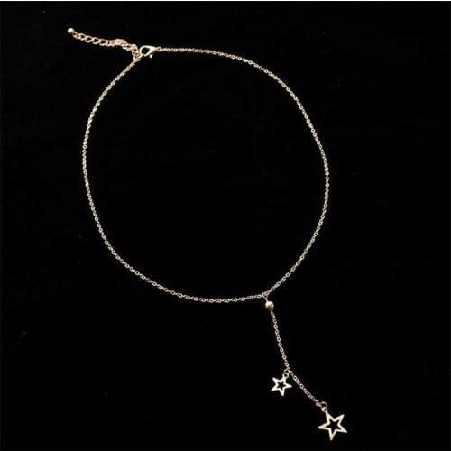 Necklace Charm Women Jewelry Gold colour Star Choker Fashion Chain Pendant