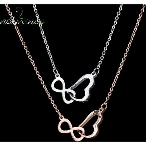 Nextvance Rhinestone Heart Infinity Interlocking Pendant Necklace Lovely Geometric Figure for Girlfriend Gift Bijoux Femme