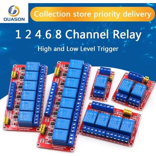 1 2 4 6 8 Channel 24V Relay Module Board Shield with Optocoupler Support High and Low Level Trigger for Arduino